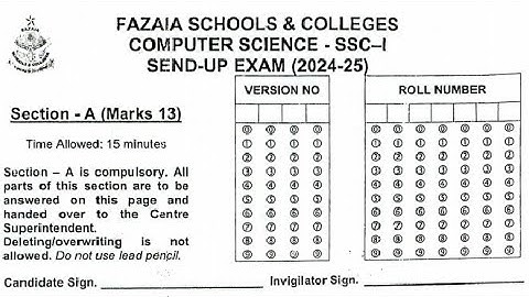 Computer Science Class 9th Sendup Papers 2024 #fazaia #apsacs