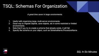 TSQL: Creating Schemas For Organization What Is Schema Binding In Sql Server Sqlserver Sqliseasy Sqlserver Sch Ma