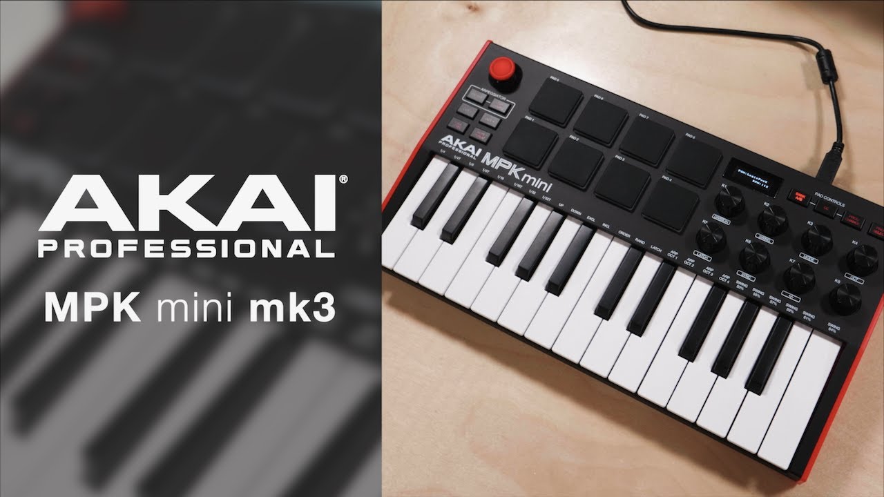 AKAI Professional MPK Mini MK3 - 25 Key USB MIDI Keyboard Controller With 8  Backlit Drum Pads