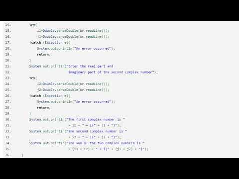 java program addition of 2 complex numbers