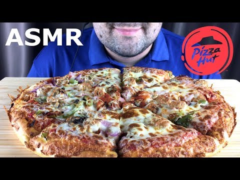 ASMR PIZZA HUT SUPREME & BBQ CHICKEN WINGS (Eating Sounds) Mukbang *NO TALKING*