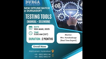 🛠 Testing Tools Training (Manual + Selenium) – Offline Batch @ DURGASOFT | Enroll Now! 🚀