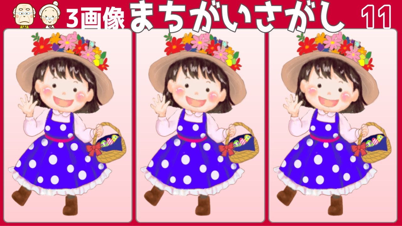 3画像間違い探し 3枚の画像の中から異なる部分を2つ探してください 知の種