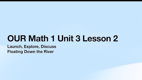 OUR Math 1 Unit 3 Lesson 2 Launch, Explore, Discuss