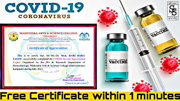 National Level E-Quiz on "Covid-19 Vaccine Sensitization" ll Free Verified Certificate within 1min