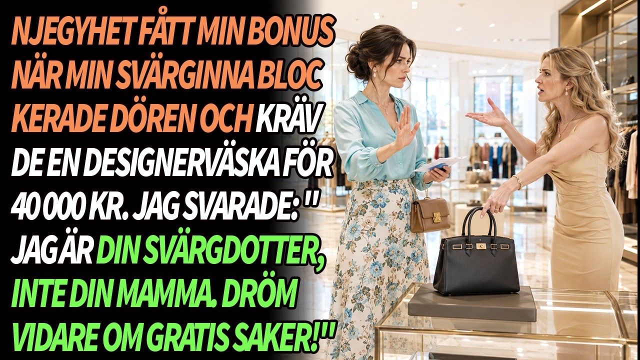 Jag hade precis fått min bonus när min svägerska blockerade dörren och krävde att jag skulle köpa henne en designväska för 40 000 kronor. Jag svarade: ”Jag är din svägerska, inte din mor. Om du...