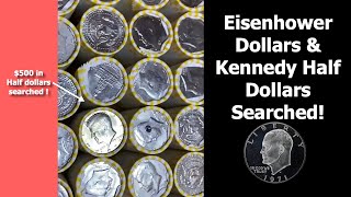 Eisenhower Dollars & Half Dollar Coin Roll Hunting