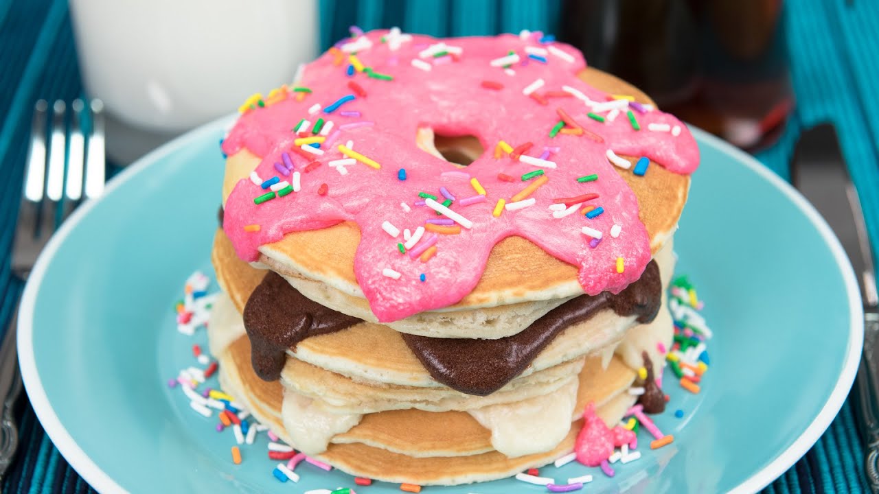 How to make Donut Pancakes (Doughnut Pancakes) from Cookies Cupcakes and Cardio - YouTube
