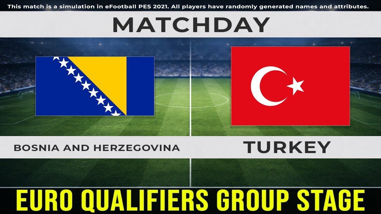 Bosnia and Herzegovina vs Turkey | Extended Highlights | Football EURO Qualifiers Group B | PES 21