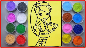 Tô màu tranh cát cô bé bánh việt quất - Sand painting blueberry muffin girl