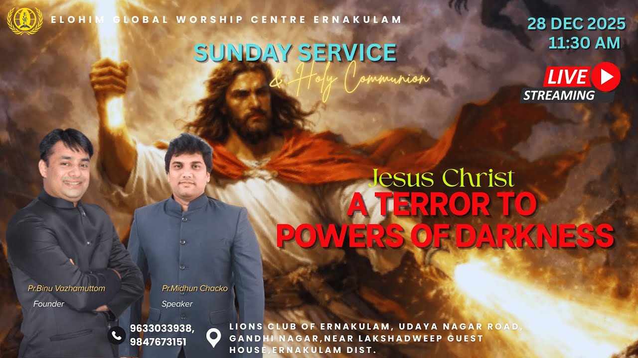 LIVE SUNDAY SERVICE |28 DEC 2025| Jesus Christ A Terror to Powers of Darkness |Prophet Midhun Chacko