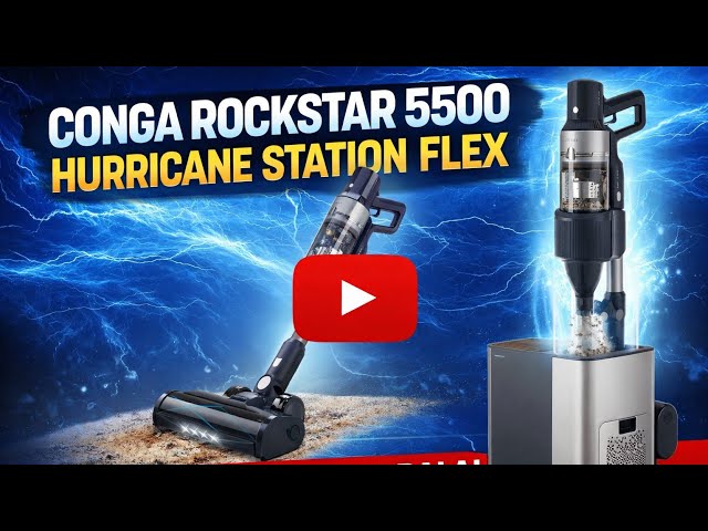 Conga Rockstar 5500 Hurricane Station Flex Aspirateur-balai avec base de vidange automatique