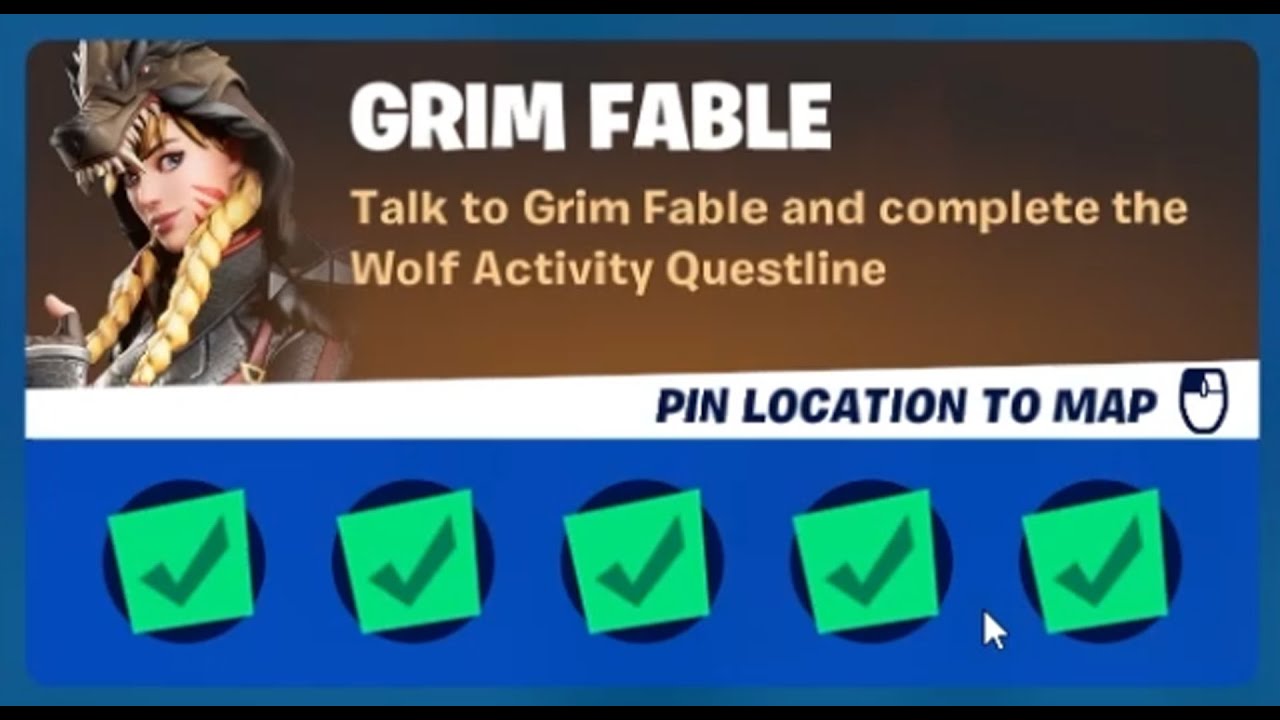 Talk to Grim Fable and complete the Wolf Activity Questline - Fortnite Season 8 Character Punchcards