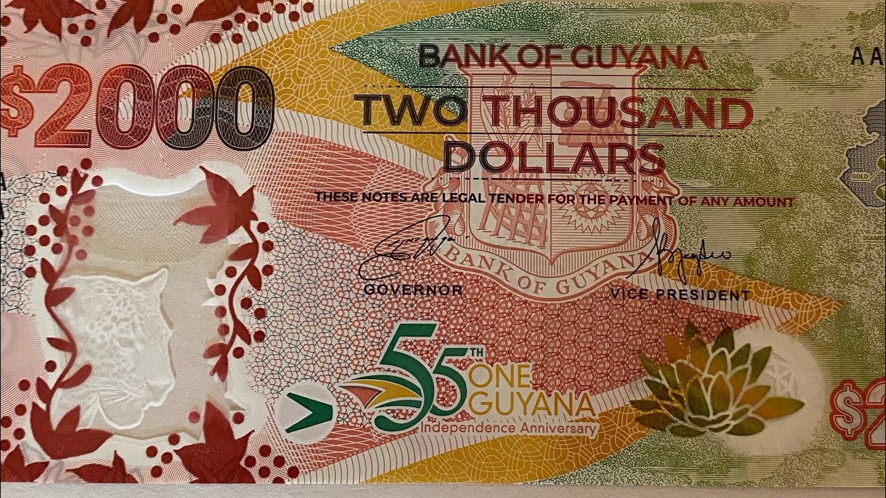 Guyana 2000 Dollar 2022 UNC POLYMER BANKNOTE