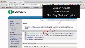 How to activate an eVisitors permits online - Camden Parking Video