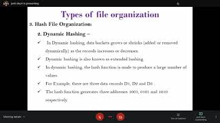 DBMS: Lecture #6 on Hash, B+ and Cluster File Organization, Indexed Sequential Access Method