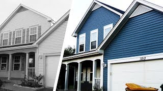 PERFECT DARK BLUE SIDING #ConstructionChicago #PaintersChicago #ExteriorPainting