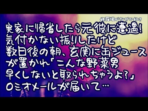 【修羅場】実家に帰省したら元彼に遭遇！気付かない振りしたけど数日後の朝、玄関に缶ジュースが置かれ「こんな野菜男早くしないと取られちゃうよ？」とロミオメールが届いて…