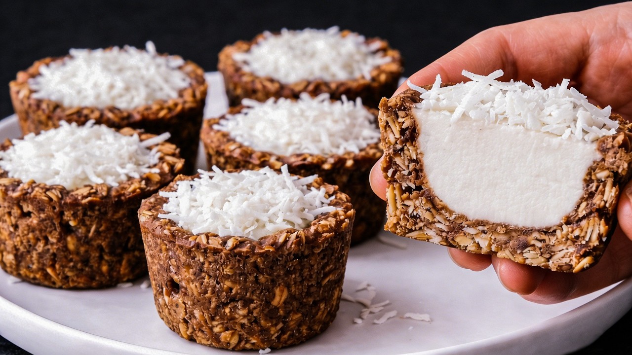 Guilt-Free Sea Salt Coconut Oat Cups🥥 | No Flour, No Refined Sugar| Relaxing Cooking