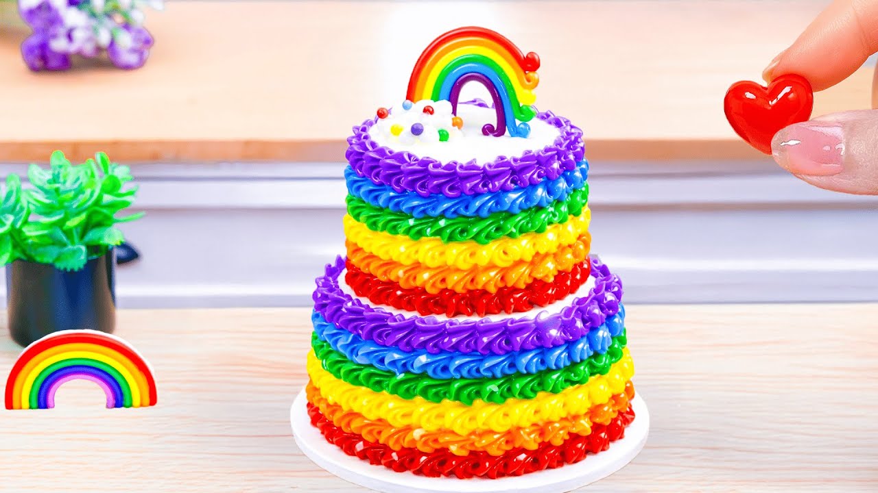 Mini Rainbow Cake Recipe With Chocolate | Stunning Rainbow Cake ...