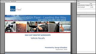GSA Fleet Desktop Workshop:  Vehicle Recalls