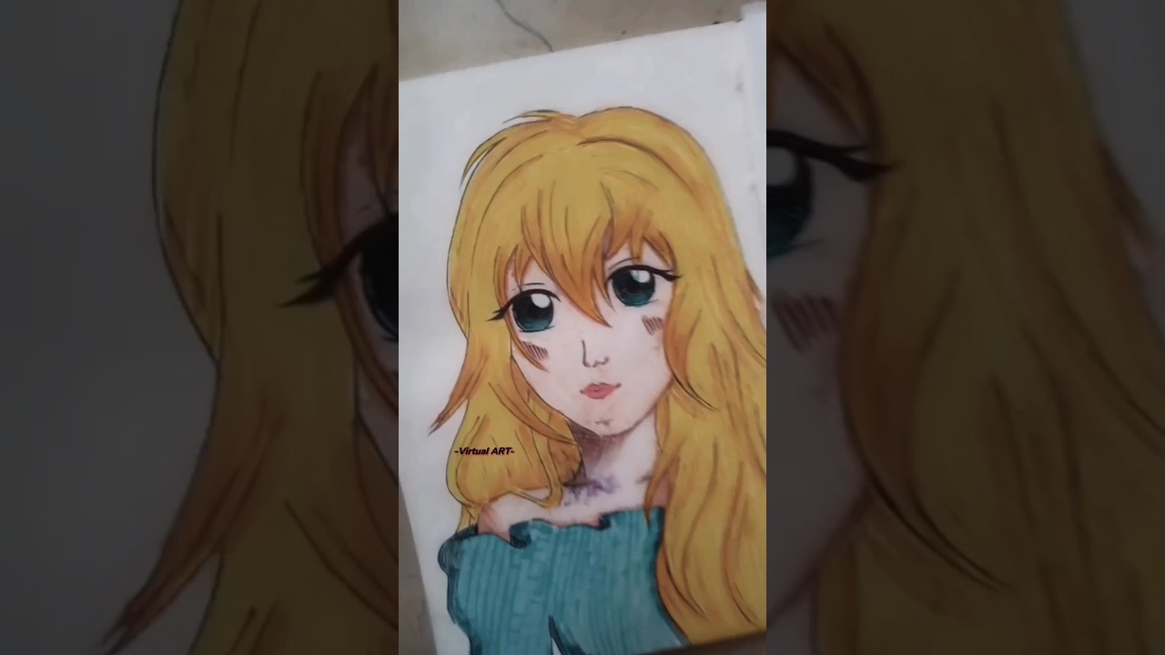 I draw a _anime_ girl drawing 😊❤️ 