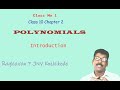 INTRODUCTION,POLYNOMIALS Class 10 Chapter 2 Class No 1 emaths
