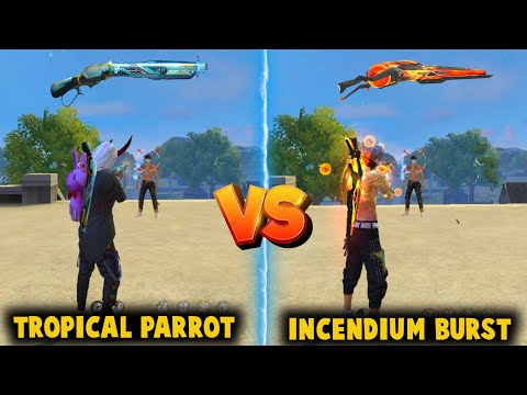 TROPICAL PARROT M1887 VS INCENDIUM BURST M1887 DAMAGE ABILITY TEST | BEST M1887 SKIN - FREE FIRE