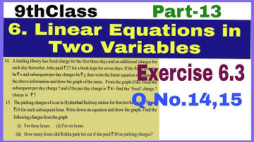 9thClass,Linear Equations in Two Variables, Exercise6.3, Q.No.14,15