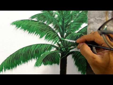 Easy How to Paint Coconut Tree in Acrylics / Time-lapse / JMLisondra