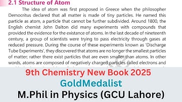 Structure Of Atom | Chapter 2 | 9th Class Chemistry | New Book 2025 | MATH BY RANA HASSAN ALI