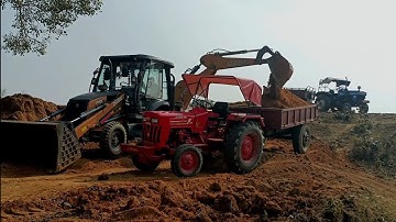 Jcb 3dx Loading Mud in Tractors | Mahindra 275 Di | Sonalika Di 35