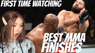 Girl Watches MMA - Epic Lights Out Moments REACTION!!!