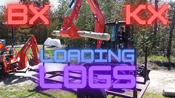 Kubota BX25D and NEW Kubota KX040-4 Mini Excavator Loading Small Logs - No.44