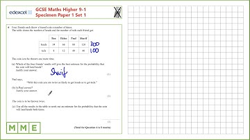 GCSE Maths EDEXCEL Specimen Set 1 Higher     Paper 1   Q6 Probability