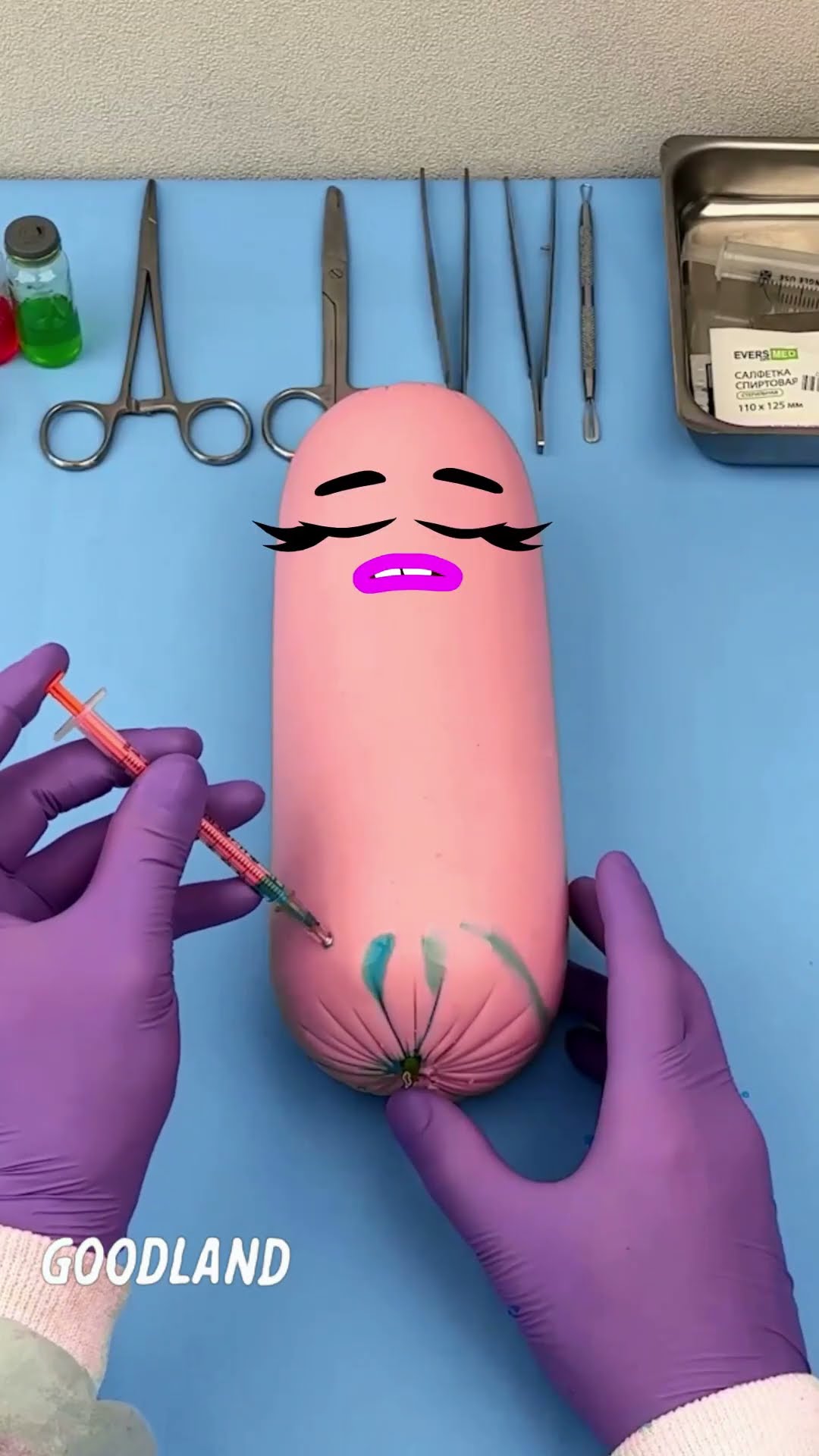 Goodland | Operation on sausage, birth of 2 peppers and watermelons ? #doodles #animation #cartoon