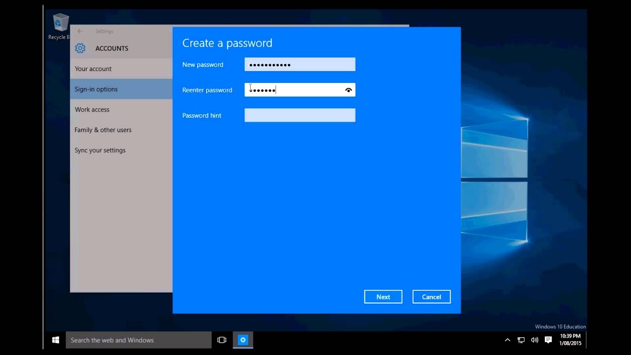 How to change Windows 17 password