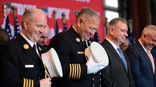FDNY Swearing-In Ceremony for First Deputy Commissioner Mark Guerra, COD John M. Esposito, and staff