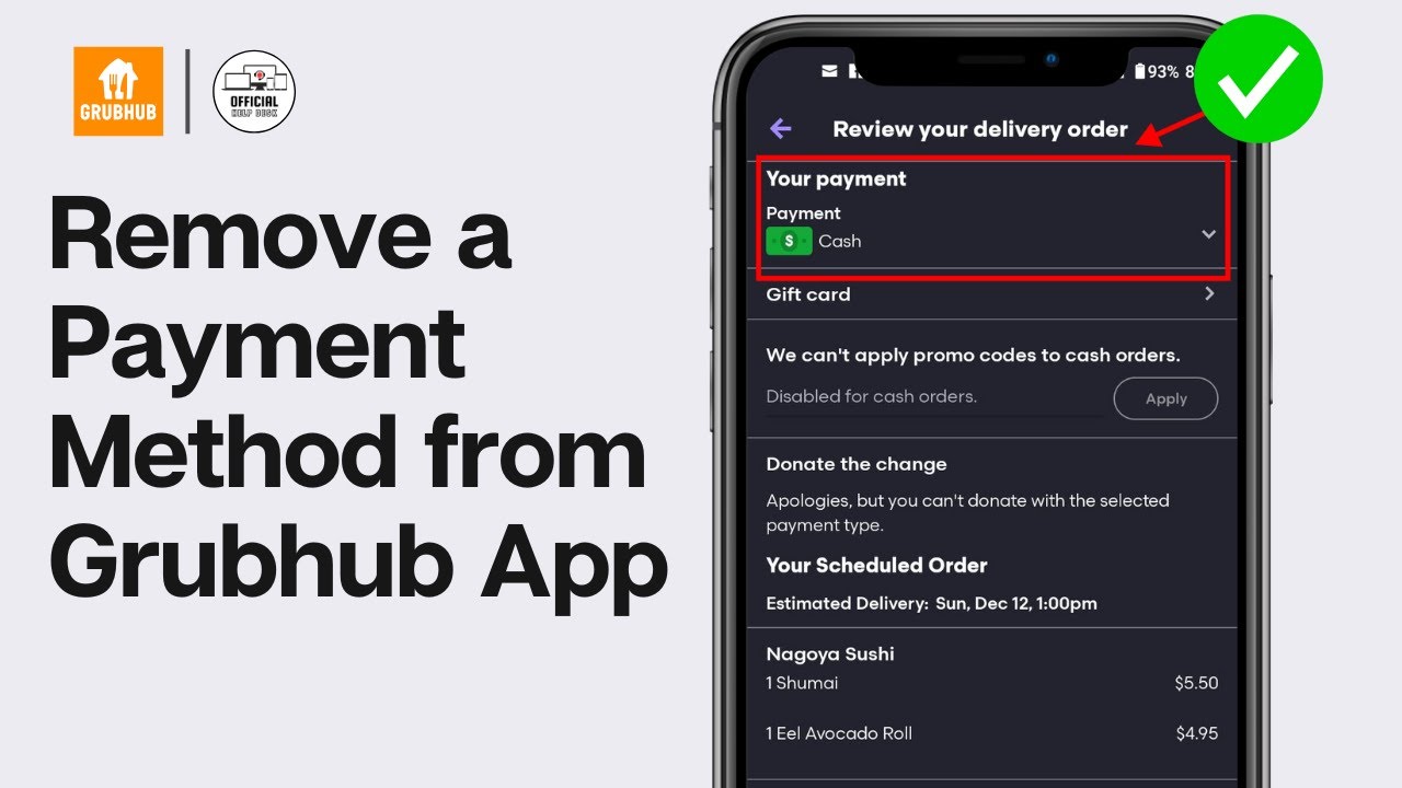 How To Remove a Payment Method from Grubhub App (2024) - YouTube