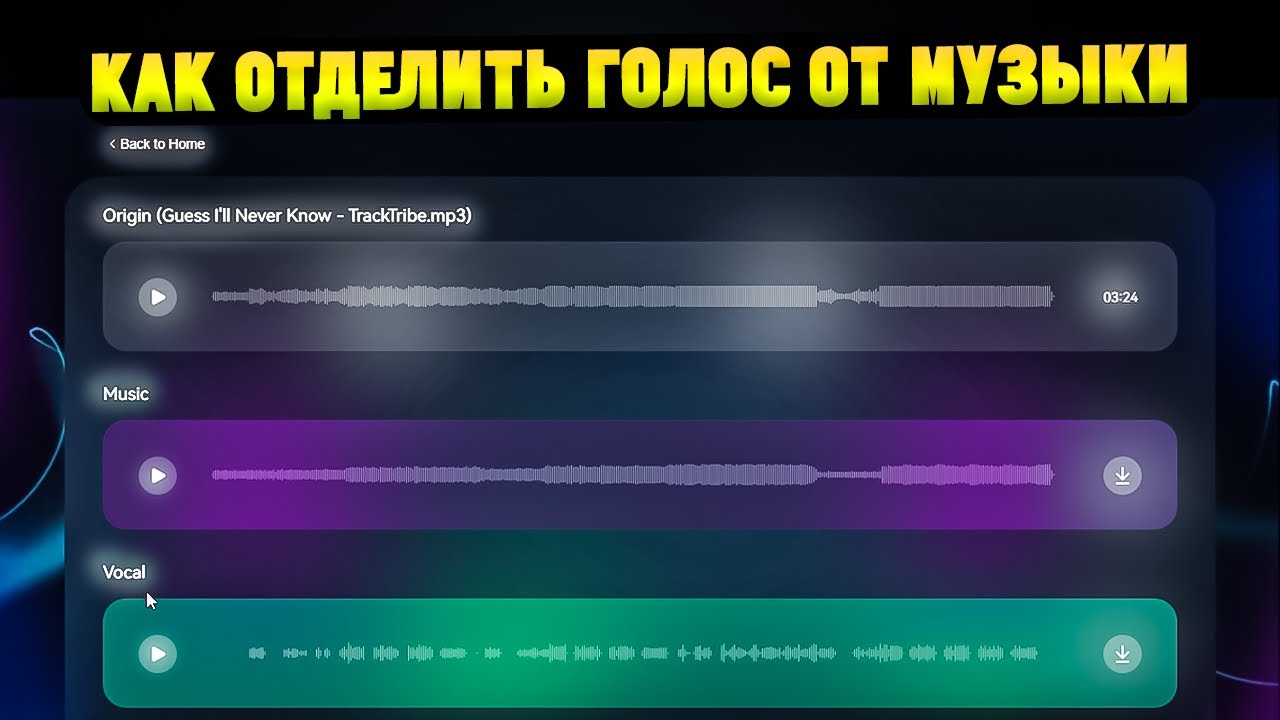 Отделить голос от видео. Убрать голос.