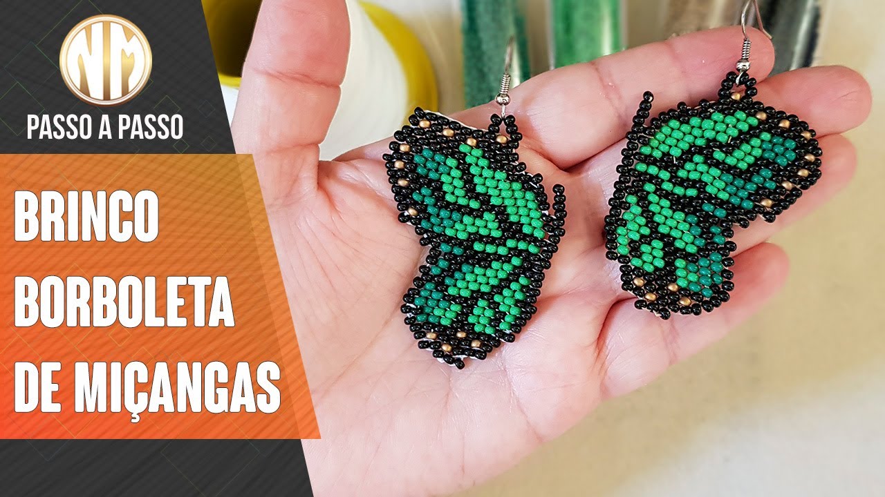 Brinco Borboleta de miçangas