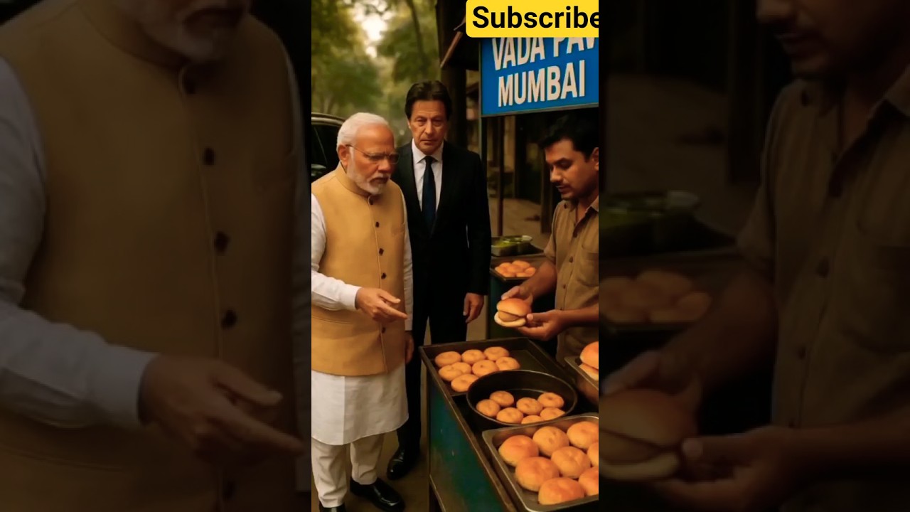 🍔Street Food Diplomacy: Modi & Imran Khan Try Mumbai’s Famous Vada Pav 🇮🇳🇵🇰