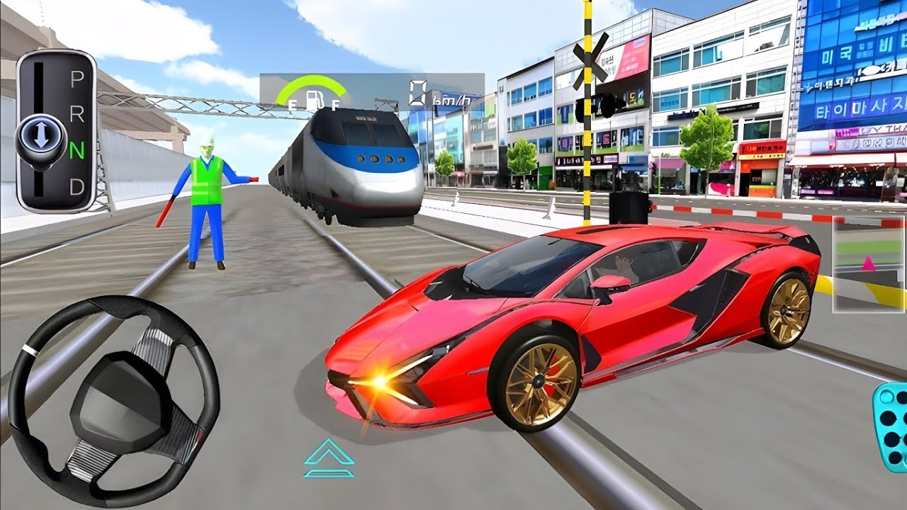 Crazy New Red Lamborghini Huracan Vs Bullet Train Accident-3D Driving Class-Ios Android Gameplay
