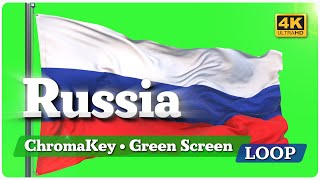 Россия. Развевающийся флаг  |  Russia Waving Flag  [4K Chroma Key Loop]