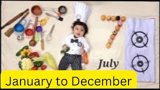 January to December 12 Month Baby Photoshoot | Baby Photoshoot Ideas at Home | Baby Boy Photo