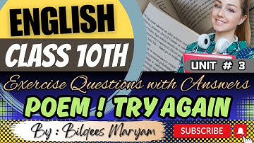 Class 10 English | Poem Try Again | Exercise Questions Solved