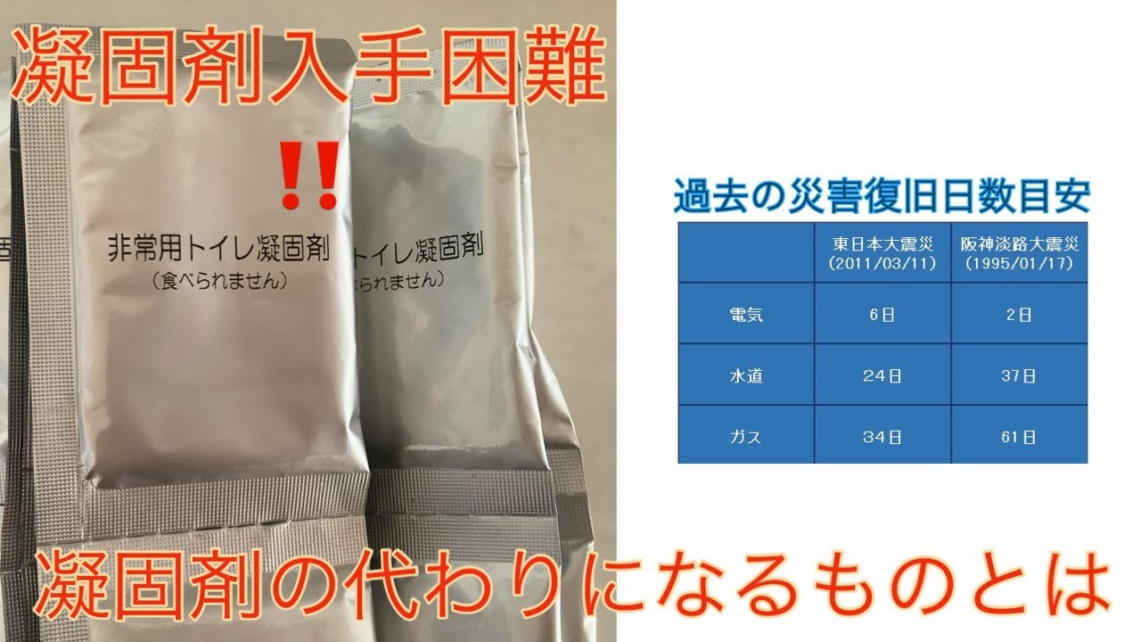 【災害備蓄】トイレ問題　凝固剤が入手困難でもこれで解決できます