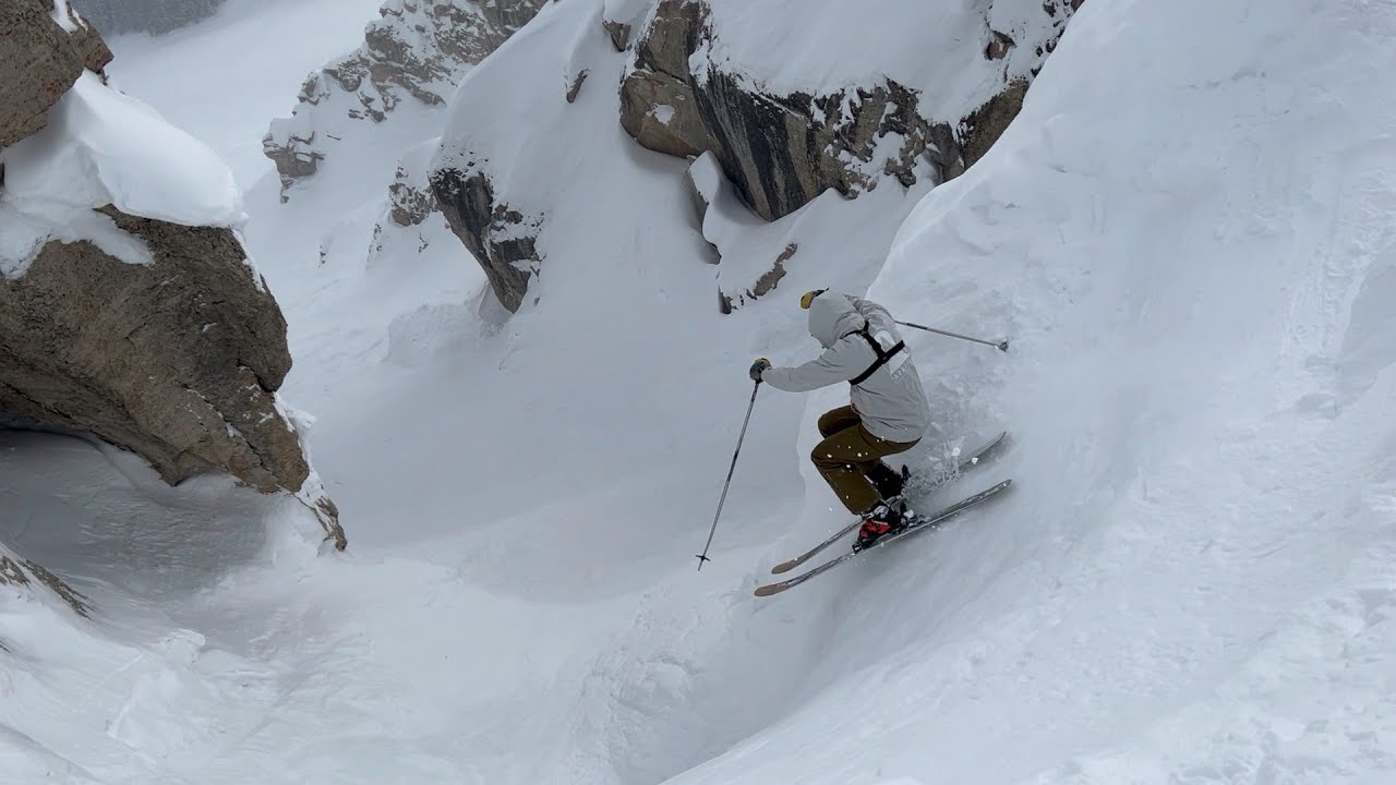 Guy From Boston Skiing Corbet's Couloir Jackson Hole Mountain