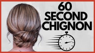 60 Second chignon bun hairstyle for medium hair