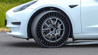 Goodyear AIRLESS Tires tested on the Tesla Model 3